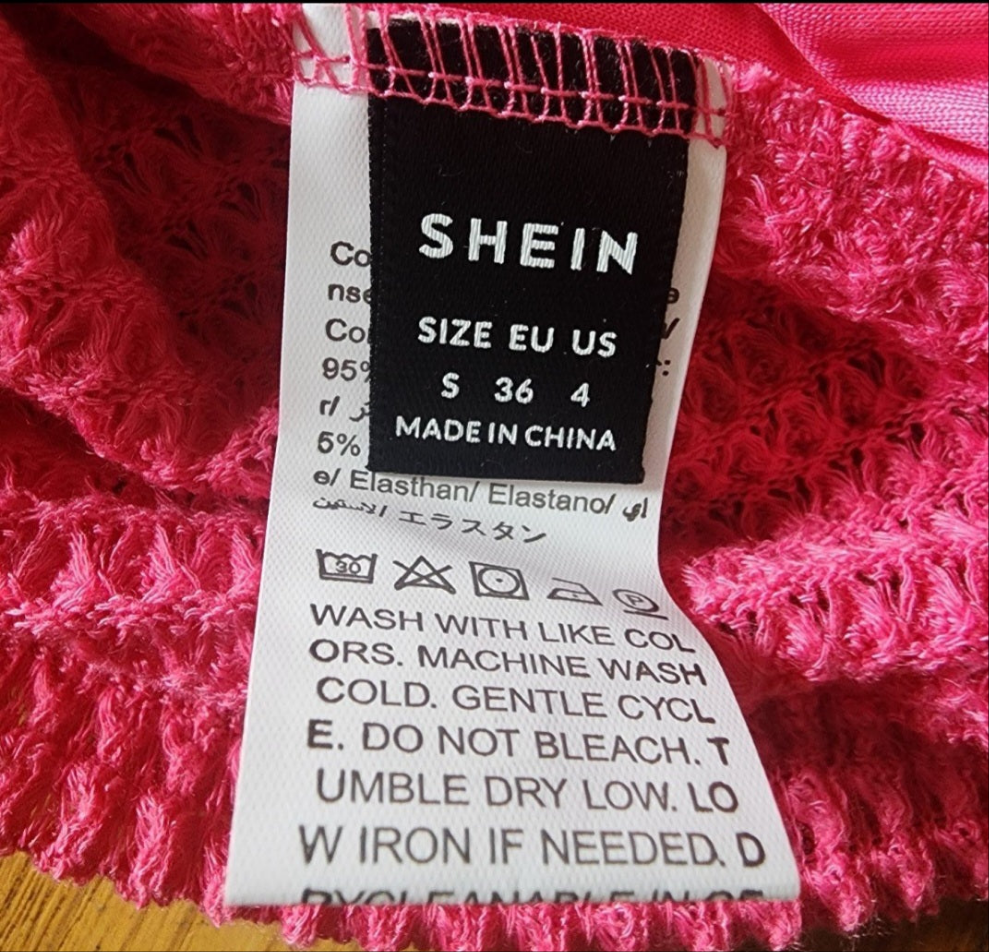 Frenchy Women Hot Pink Color crew Neck Sheer sleeves with pink pom poms
size S