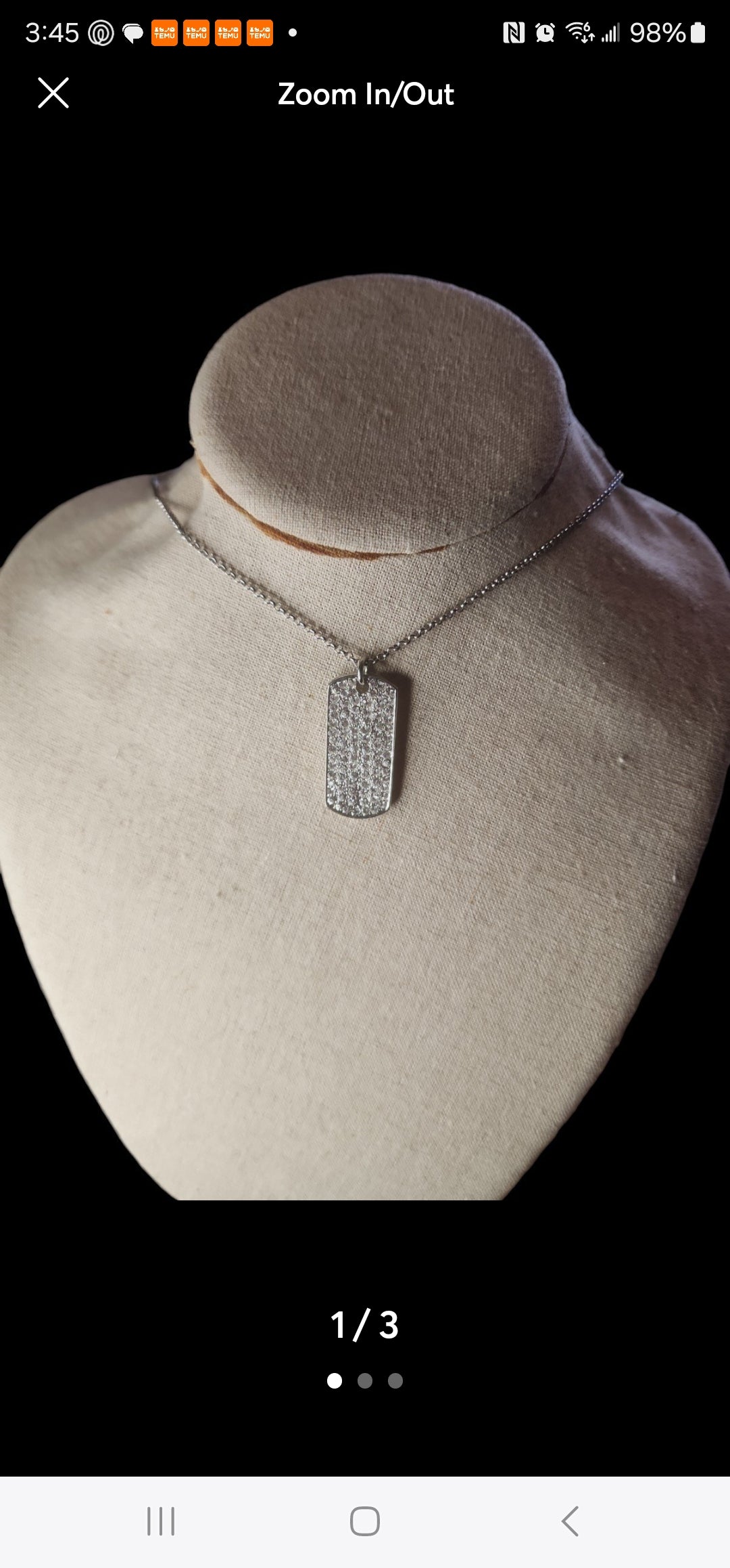 Cookie Lee silver tone Crystal Dog Tag necklace