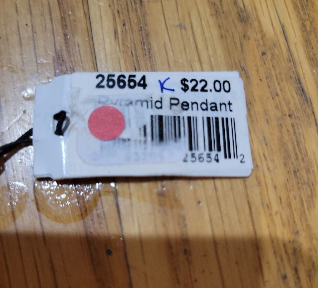 Cookie Lee Necklace silver tone Pyramid on black leather pendent