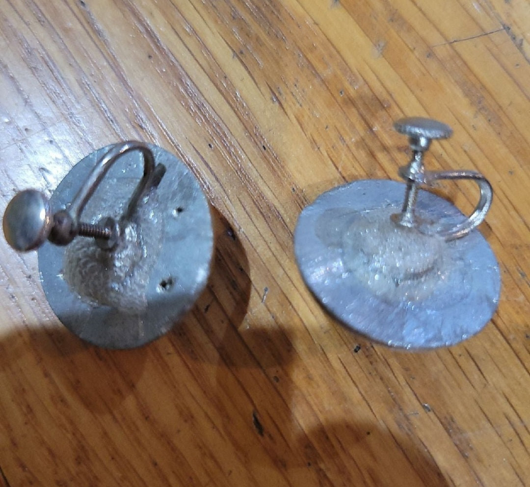 Elegant vintage earrings vibrant green gemstones with sparkling Rhinestones