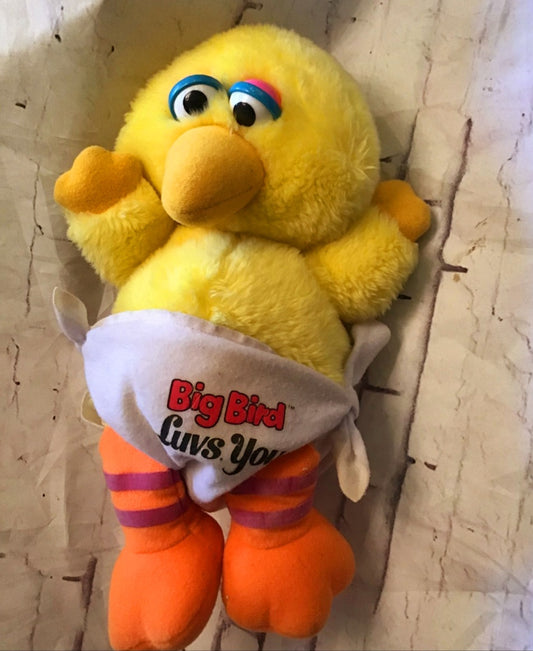 Baby Big Bird plush doll 12" is charming blast from the past! With Love you Diaper