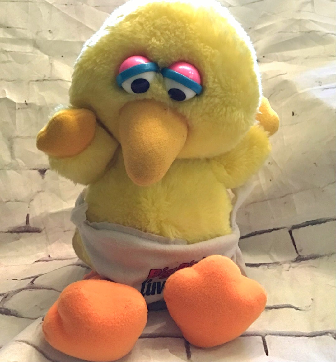 Baby Big Bird plush doll 12" is charming blast from the past! With Love you Diaper
