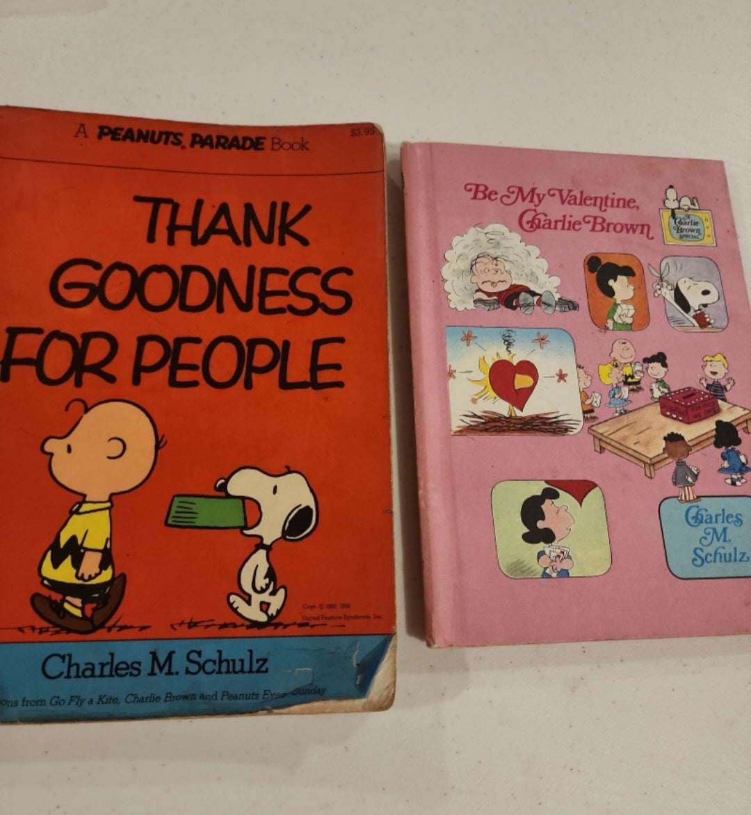 Nostalgic Charlie Brown Book Duo Vintage Charlie Brown Books Thank Goodness for People, Be my Valentine