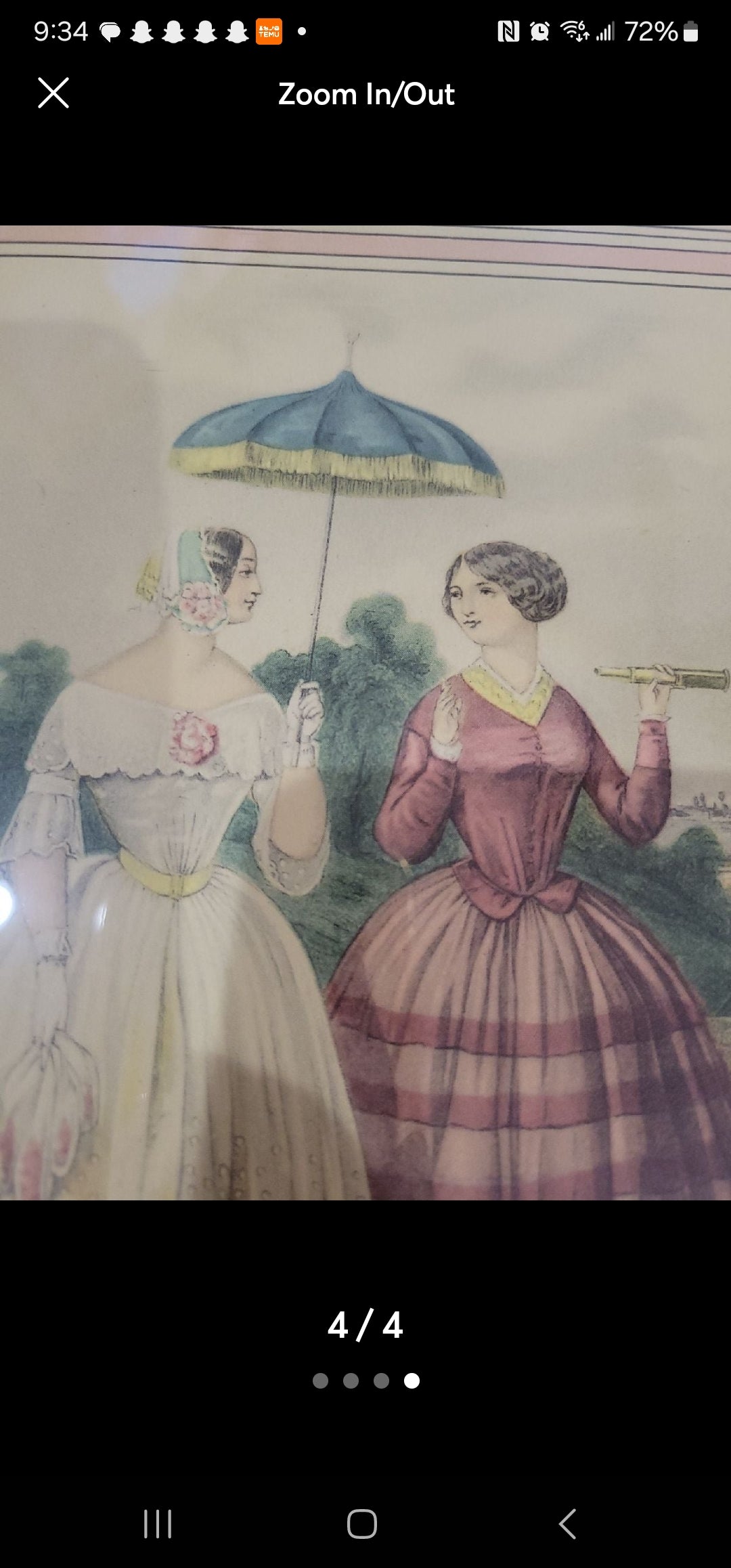 Antique Victorian fashion Print Picture French Paris 1851