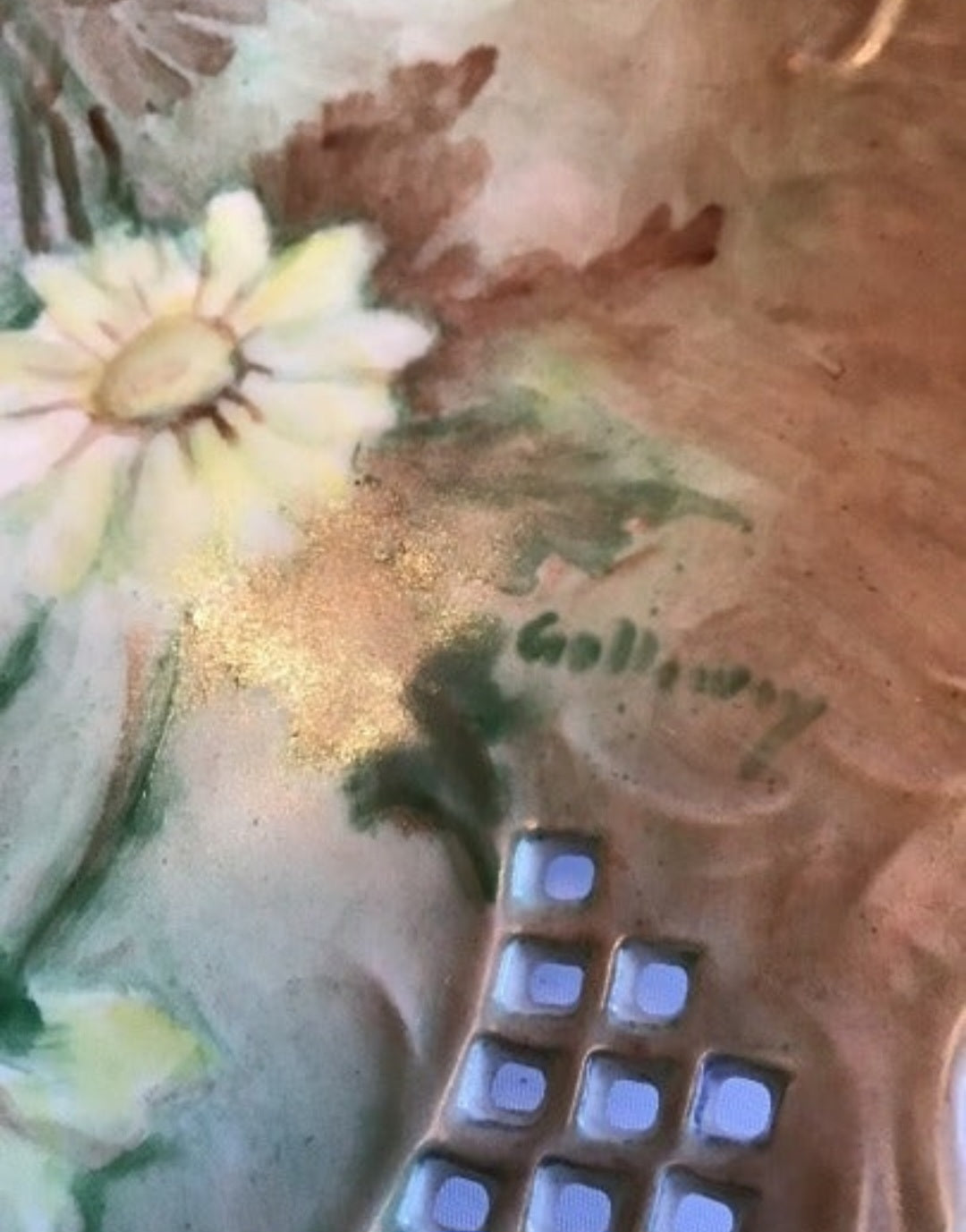 Antique plate with hand-painted Daisies Platter