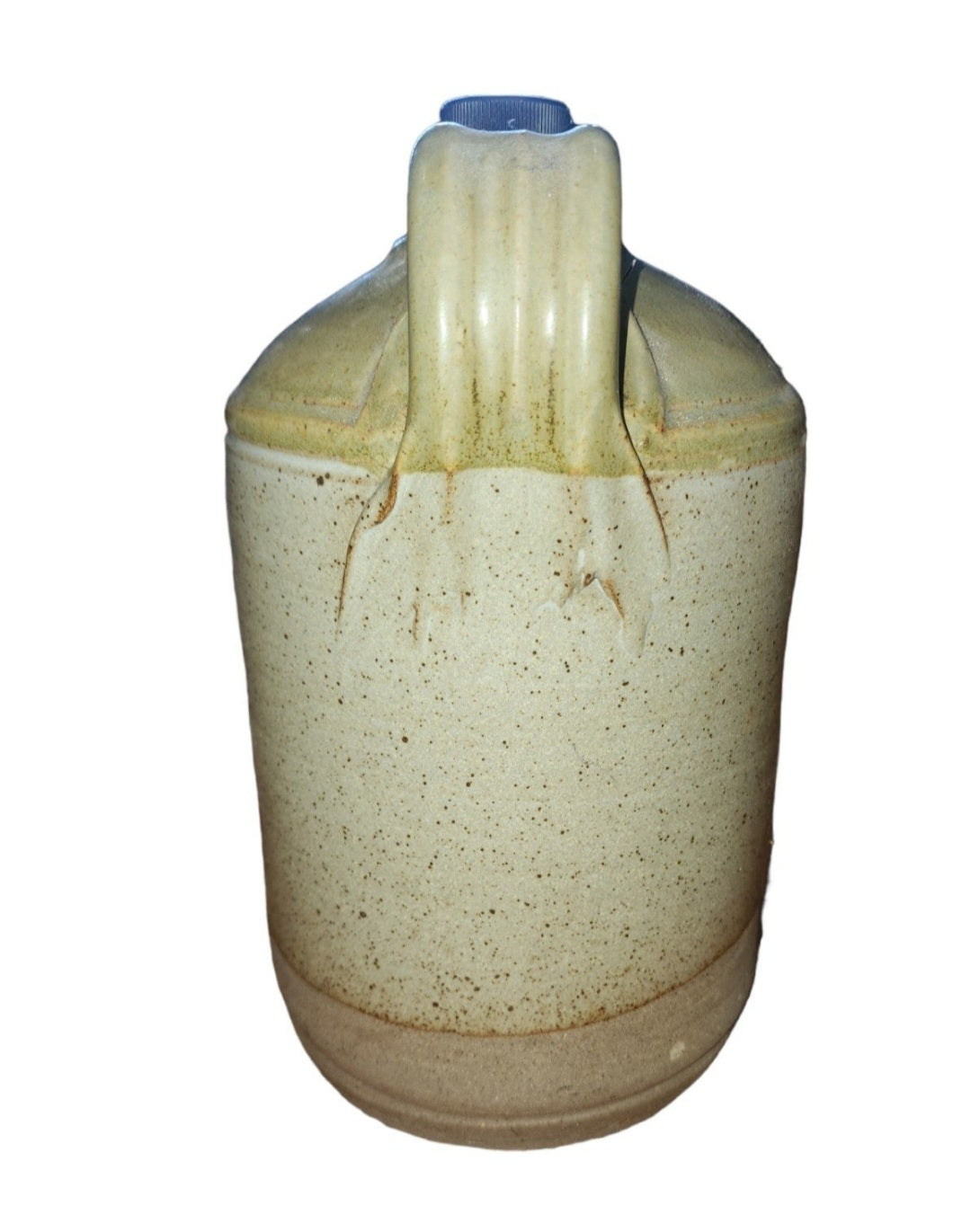 Vintage salt glazed stoneware flagon, jug with blue text, Wadworth of Devizes