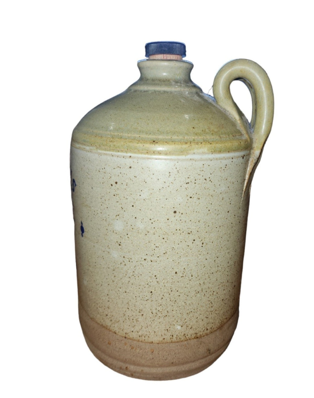 Vintage salt glazed stoneware flagon, jug with blue text, Wadworth of Devizes