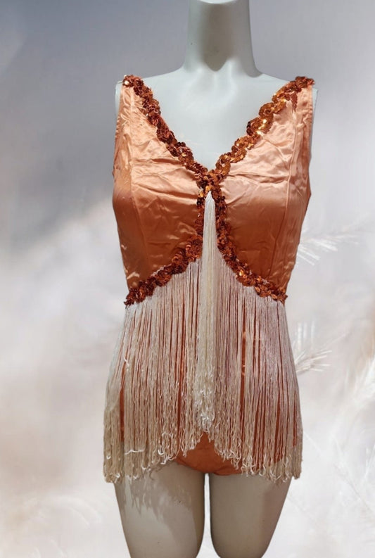 Vintage Women Orange Jazz Dance Costume size 0 by Taffy's Showstoppers