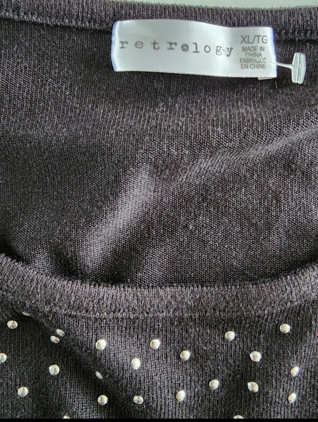 Women's Retrology Black Sweater with Gold beads XL