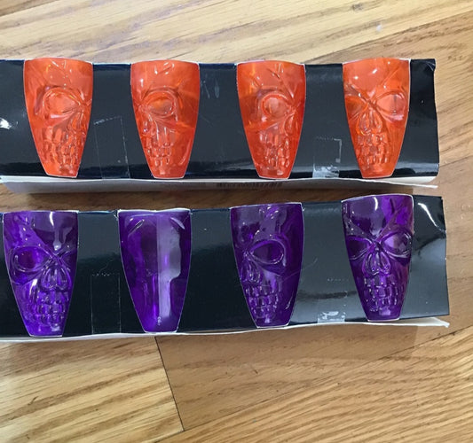 8 Skull shot glasses orange and purple