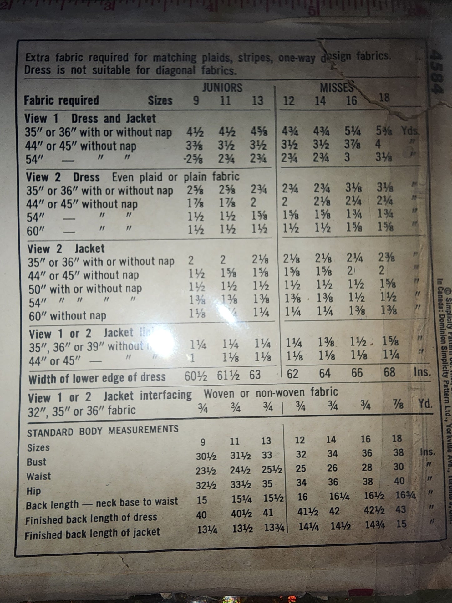 Vintage Simplicity Pattern 4584 size 14 one piece Dress and Jacket cut pattern 1960s