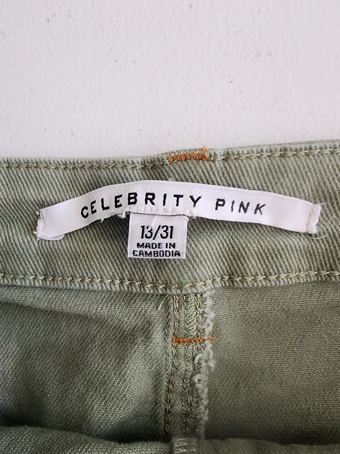 Women's New Green Denim Skirt 13/31 by Celebrity Pink 14.75" long waist 31"