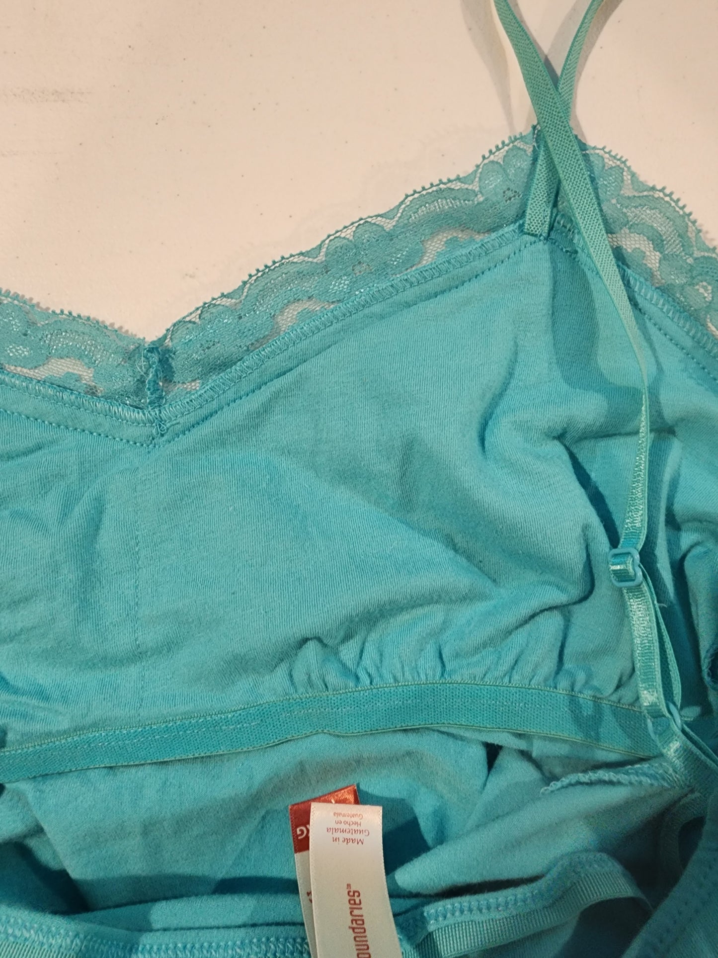 Girl's Jr. Turquoise Lacey Tank Top XL 19, Could also be a Women's small.