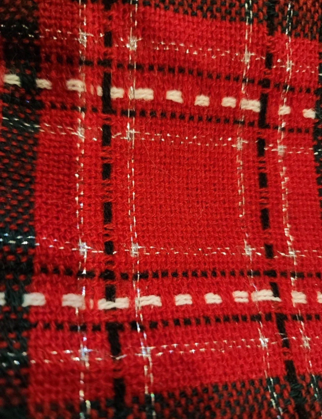 LOT of 2 Red Black Plaid Christmas Tree
Skirts 38" Faux Fur Sherpa Trim Holiday