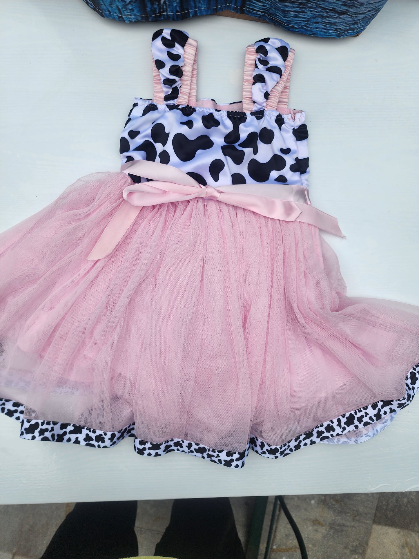 Cute Toddler Girls 2T Pink Tulle Cow Print Dress Vaca Lola Style Pageant Play