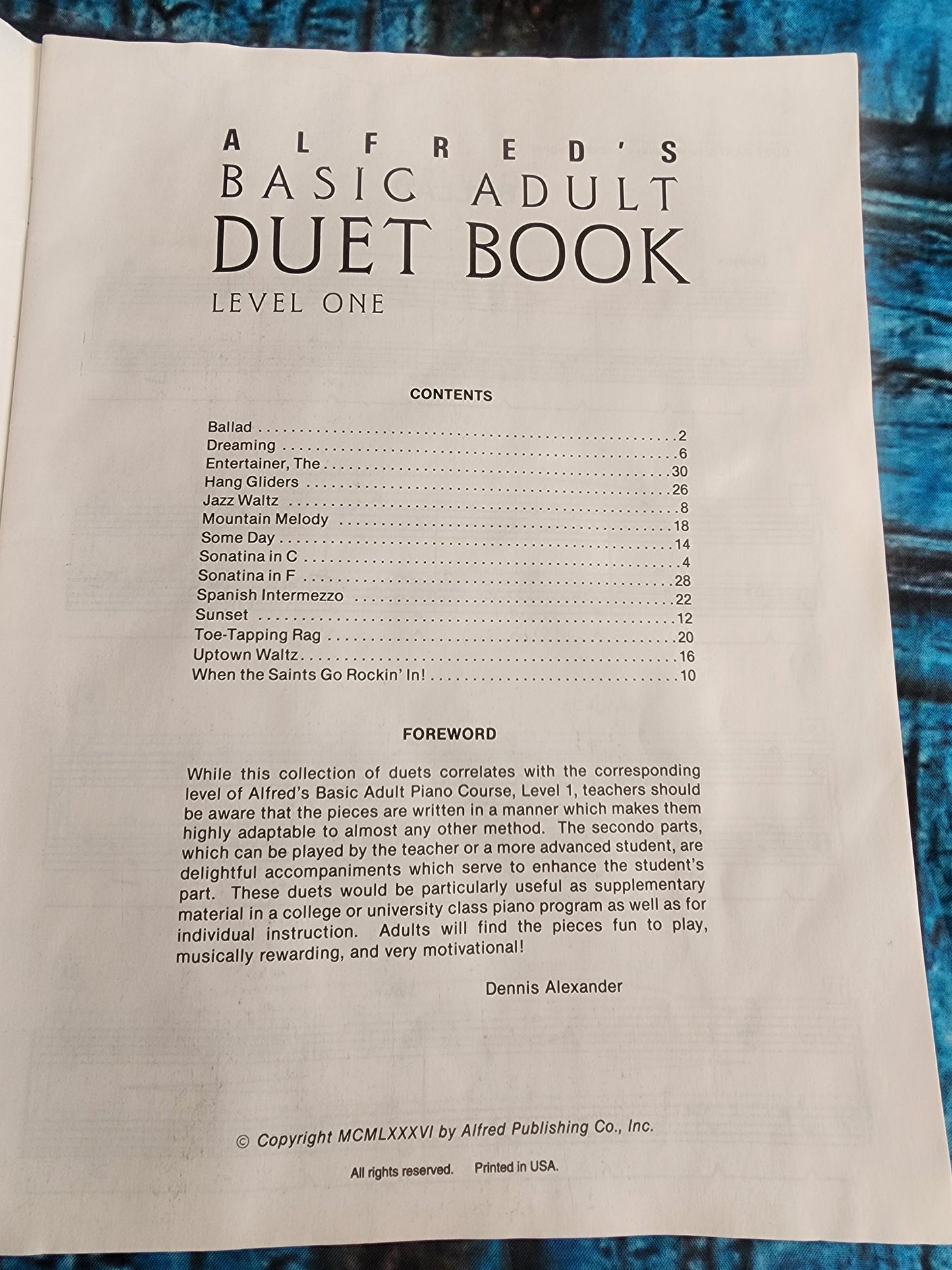 Alfred's Basic Adult Duet Book Level 1 Piano Music