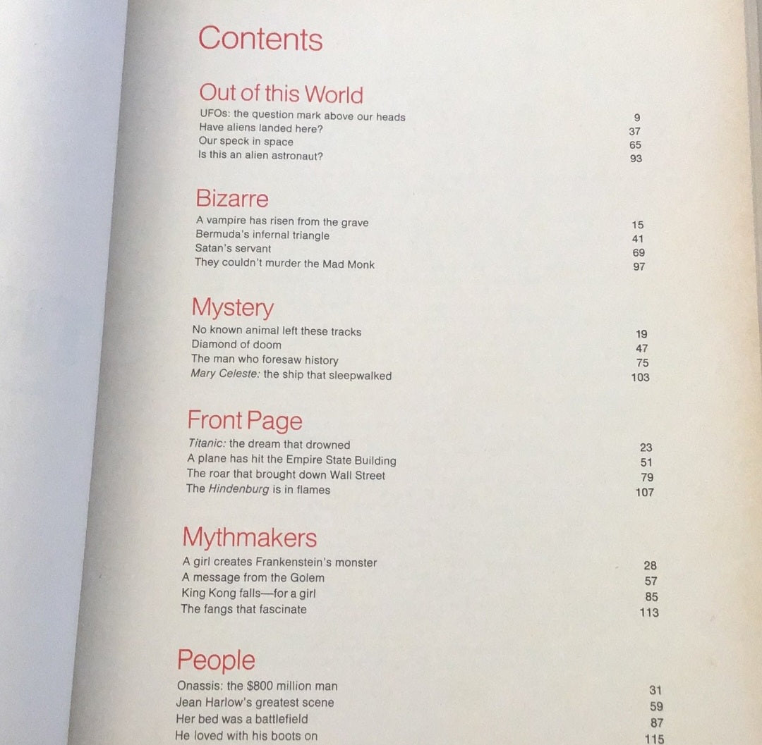 6 Out of this World Books date is 1976-1978 Library Of Bizarre & Extraordinary