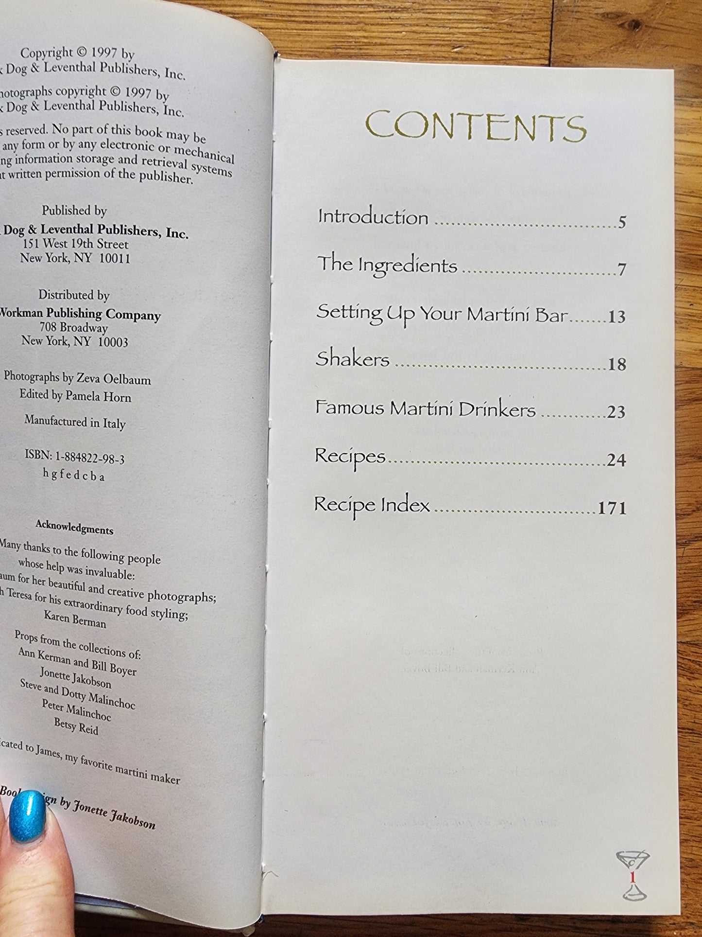 The Martini Book: The First, the Last, the Only True Cocktail Hardcover book by Sally Ann Berk