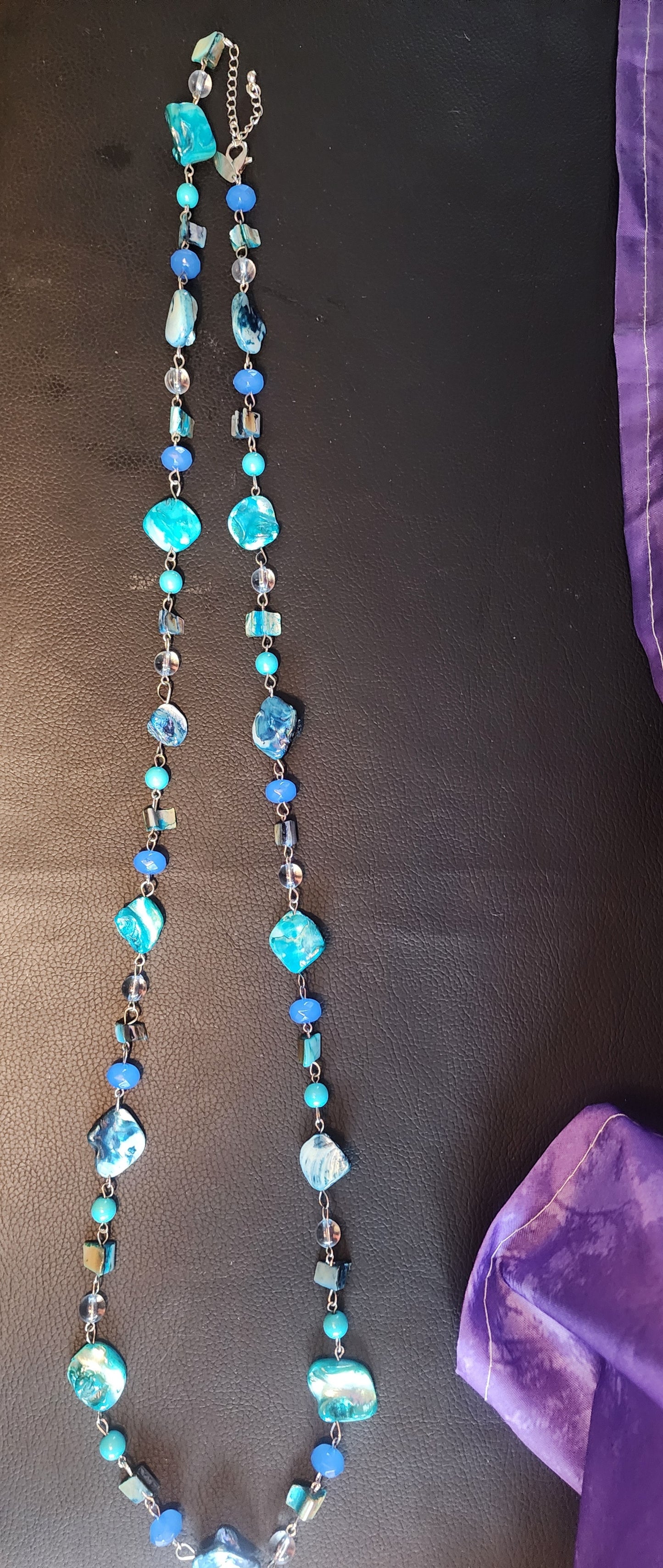 AVENUE Brand Dyed Blue Turquoise Mother of Pearl Fashion Necklace Double Strand