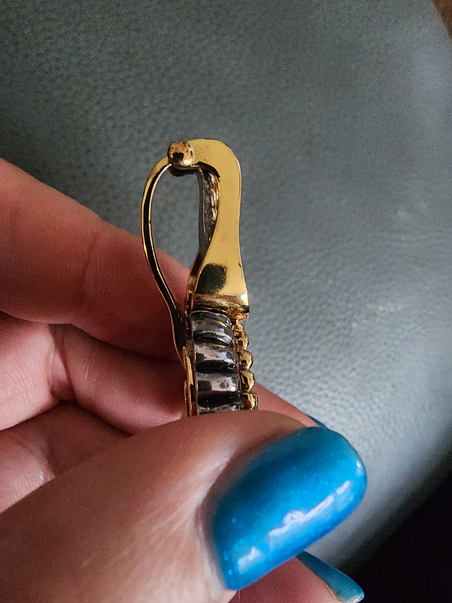 Vintage Premier Designs Gold-Tone Pendant with Vibrant Blue Stone & Clear Accent