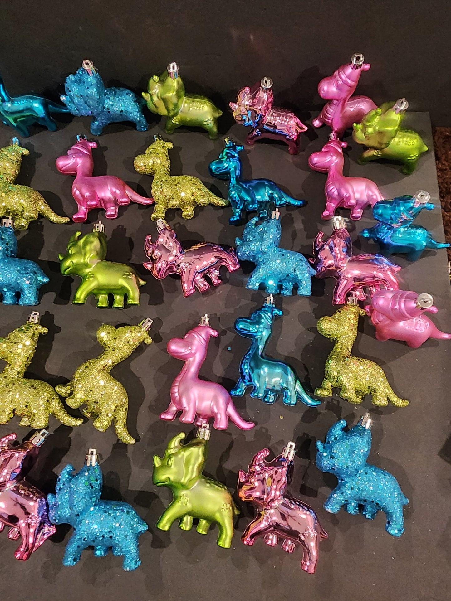 Teal, Fuchsia, Pink, Lime Green Dinosaurs Decorative Figurine 28 piece Ornaments