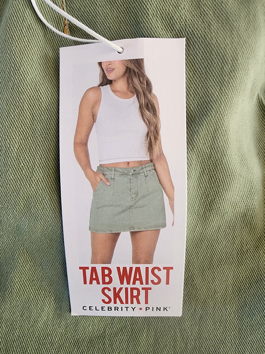 Women's New Green Denim Skirt 13/31 by Celebrity Pink 14.75" long waist 31"