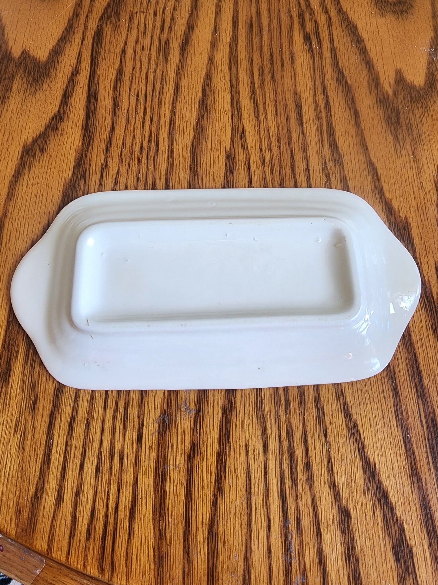 "Vintage Royal China 'Memory Lane' pink/red transferware butter dish base.