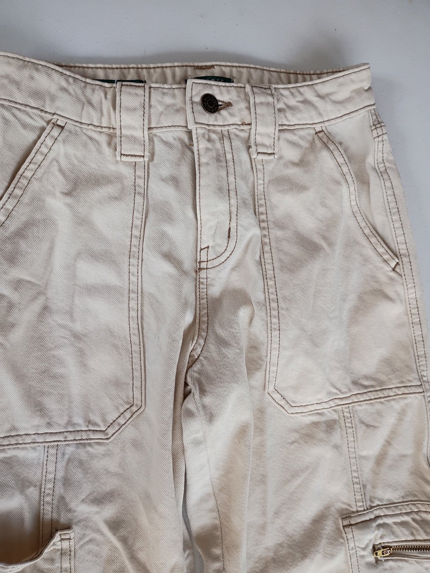 Wild Fable Cream high rise cargo jeans wide legs