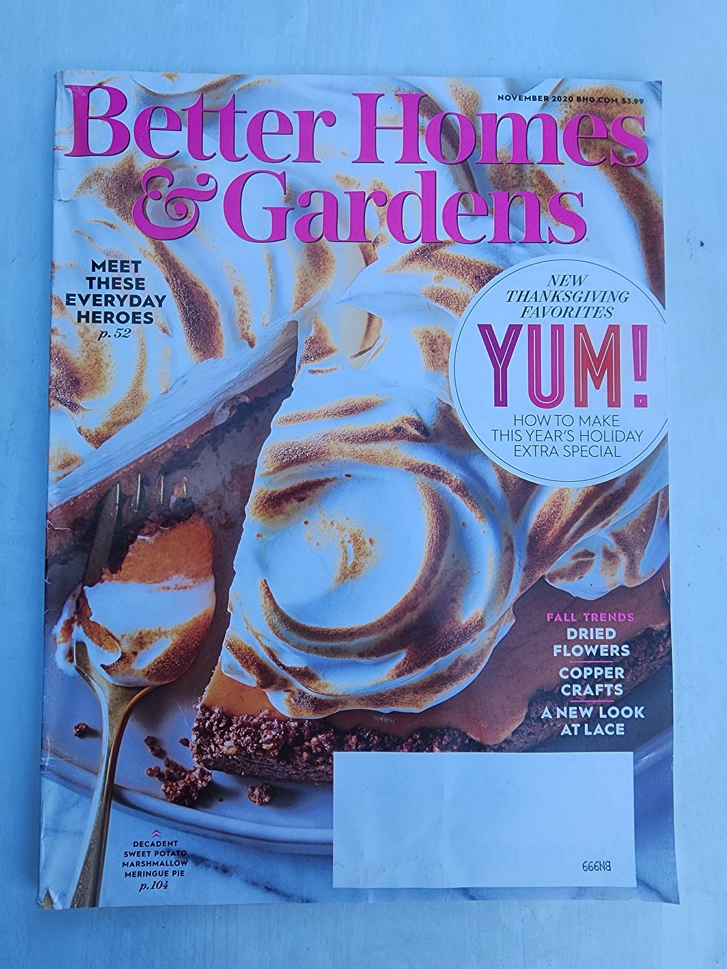 Better Homes & Gardens Magazine NOV 2020 The Thanksgiving Favorites YUM! How To make this Holiday special.