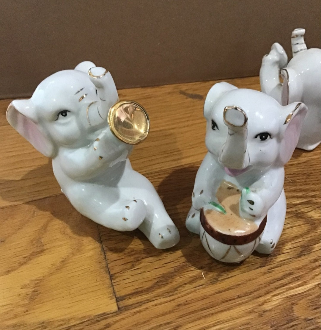 5 Vintage Orchestra band White Porcelain Elephants