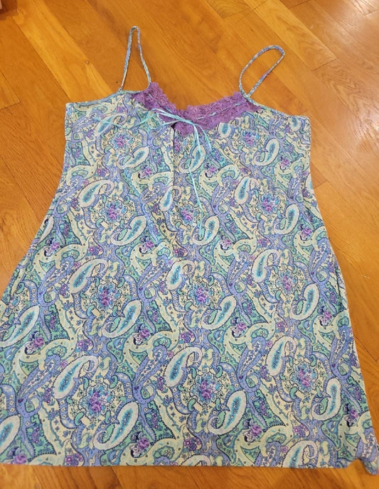 Women's XL Night gown by Secret Treasures Paisley design purple blues green