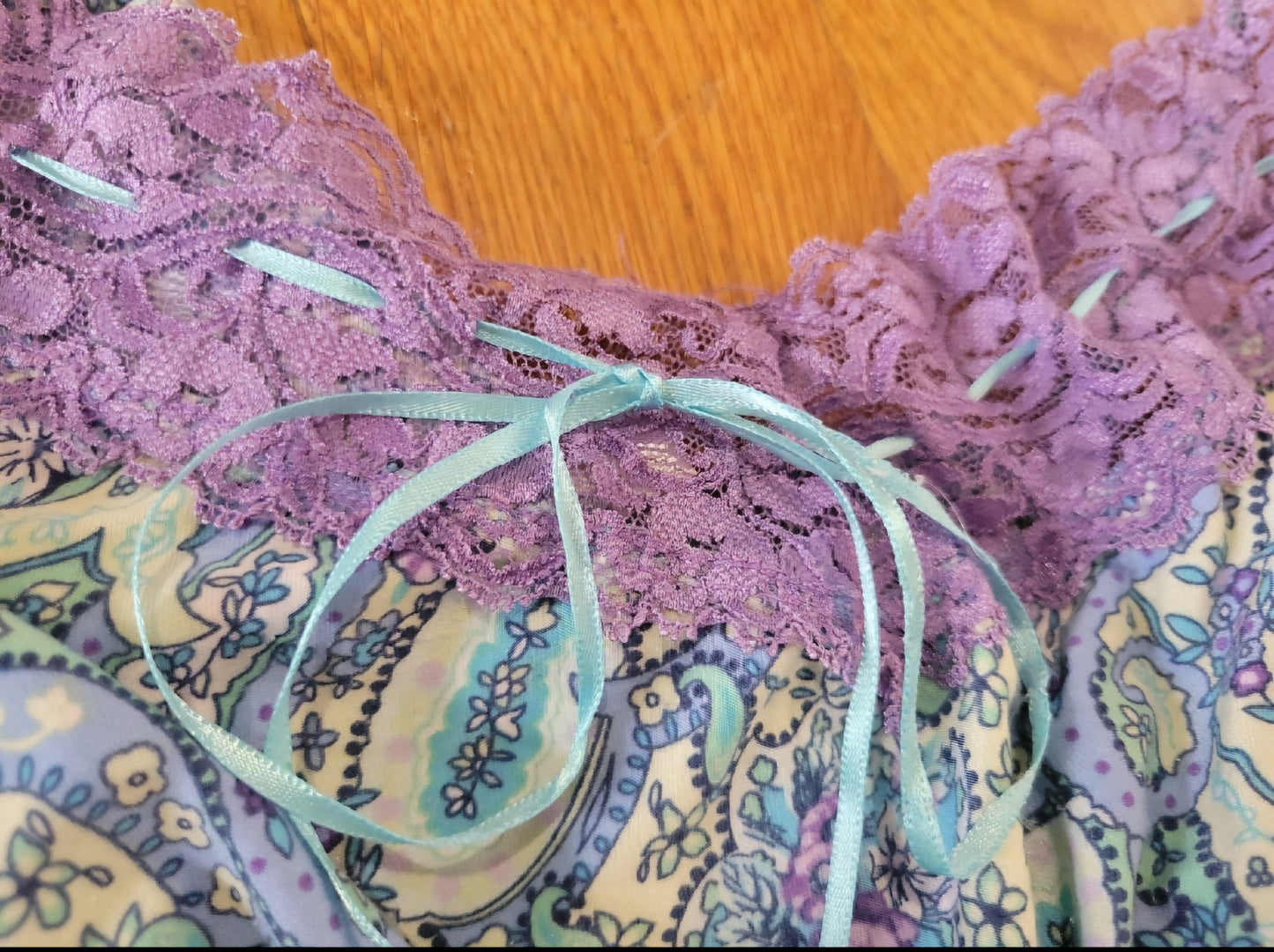 Women's XL Night gown by Secret Treasures Paisley design purple blues green