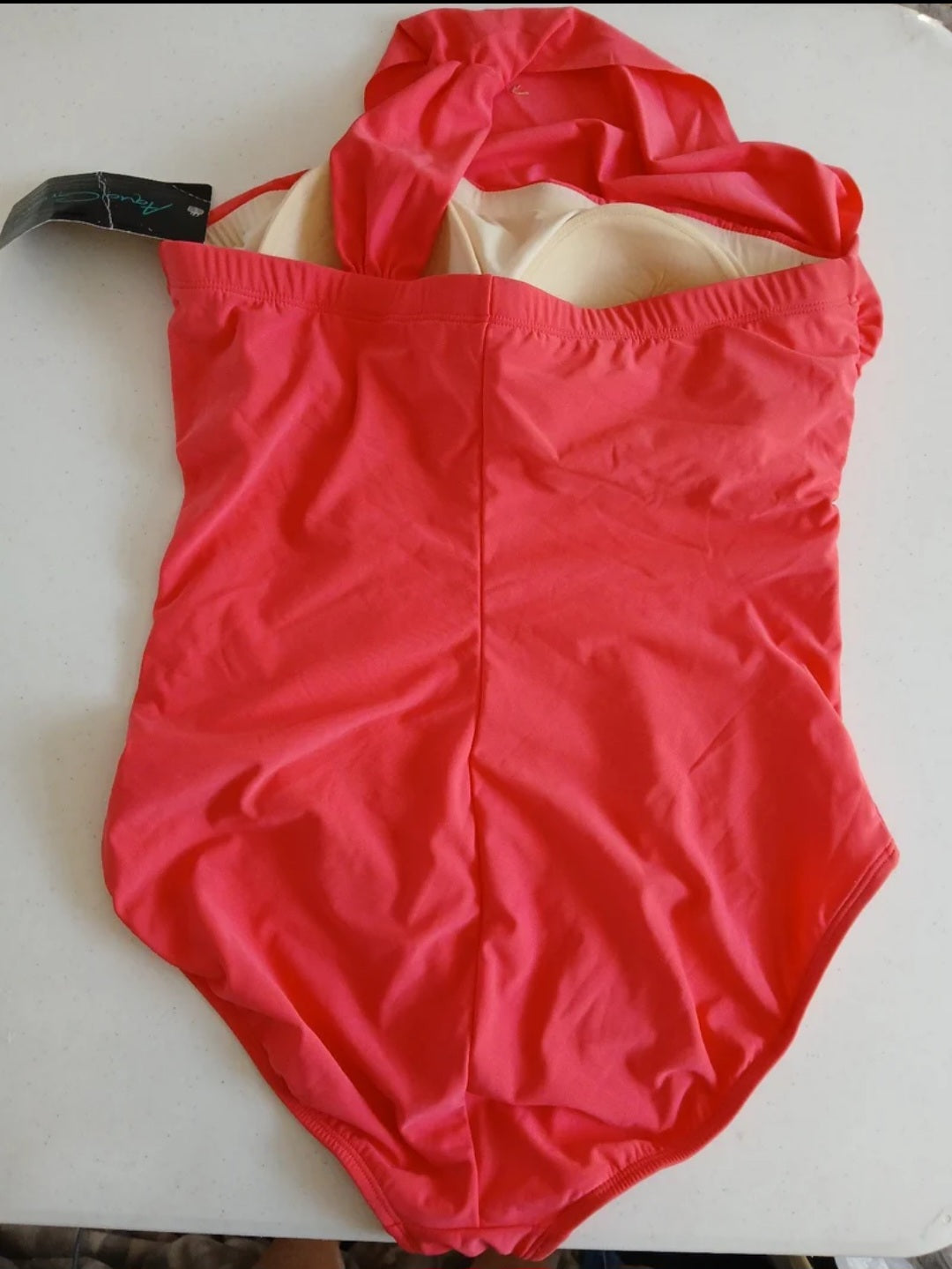 Asymmetrical Strap One Piece In Pink By Aqua Green XL 16 swimsuit
