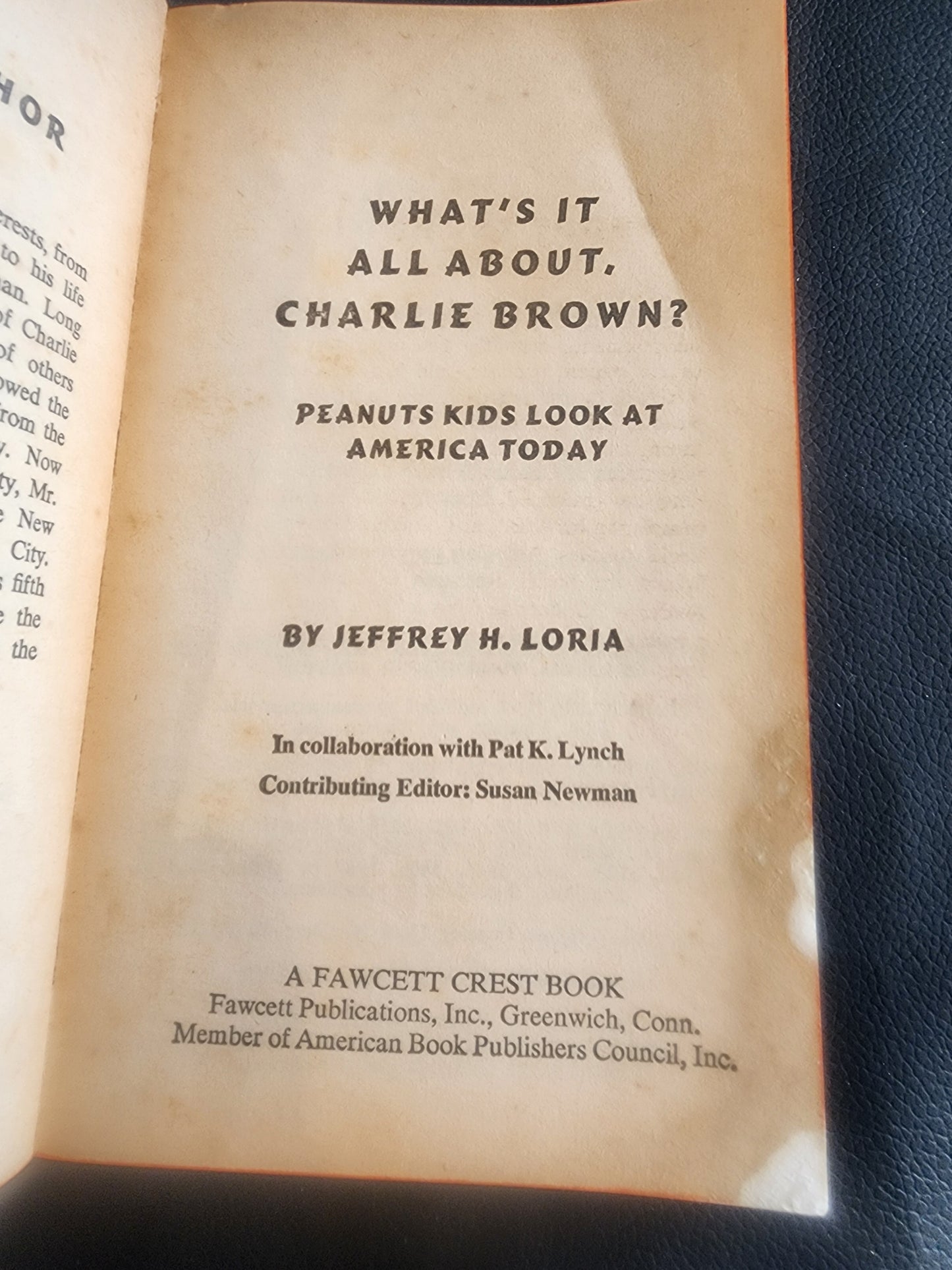 What's It All About, Charlie Brown?" Pb book by Jeffrey H. Loria, published 1969