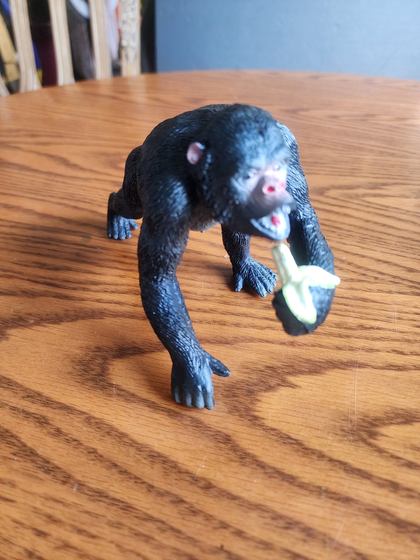 Chimpanzee with Banana – Realistic Wildlife Figurine