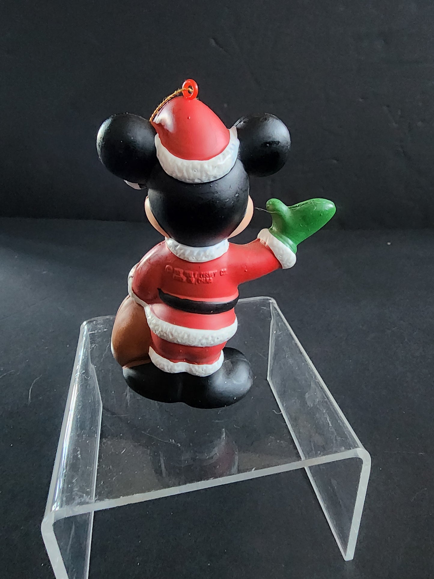 Vintage The Walt Disney Co Plastic 4" Mickey Mouse Santa Christmas Tree Ornament