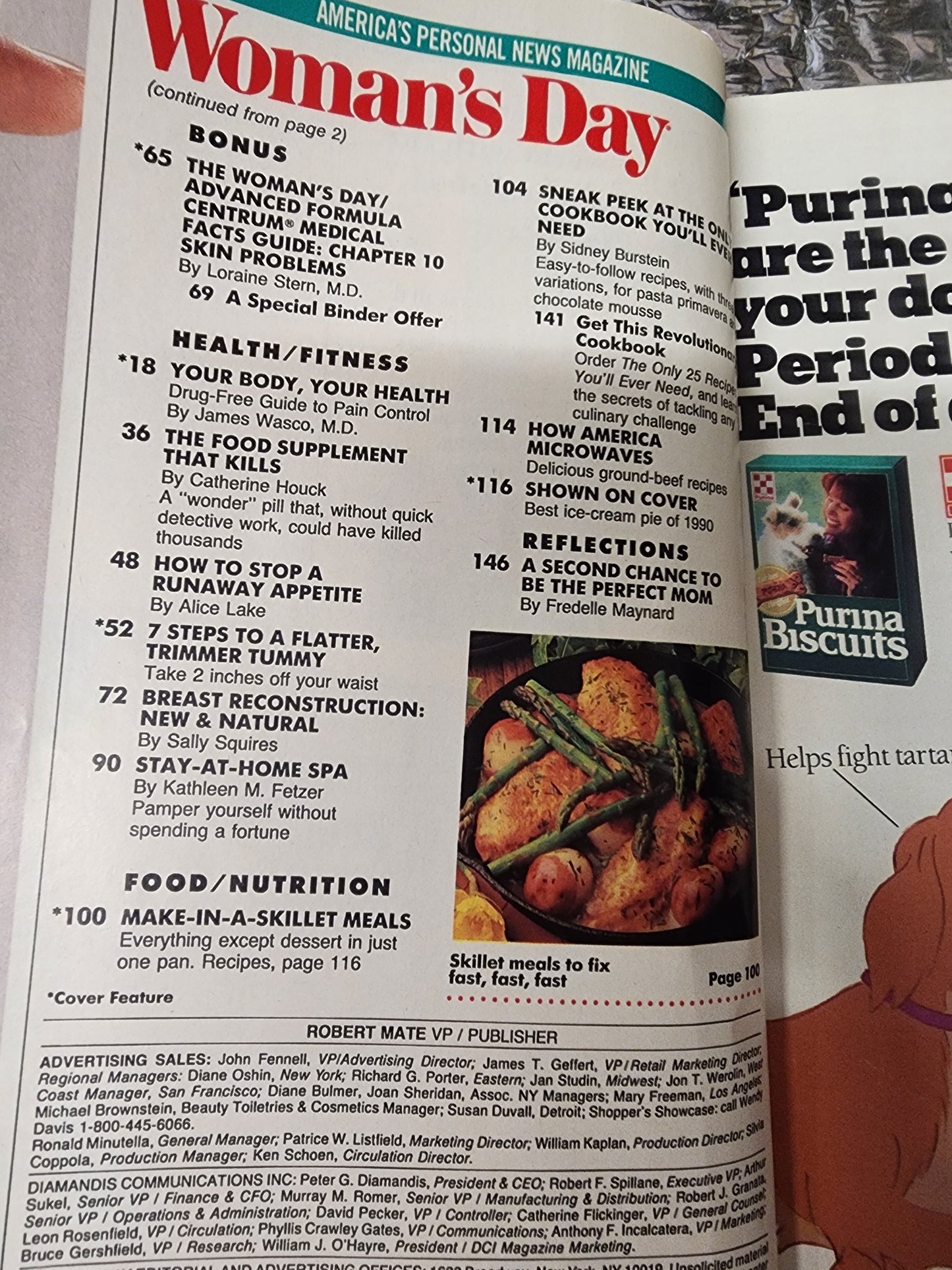 Vintage Woman's Day, May 22, 1990 issue. Features "Best Ice Cream Pie of 1990"