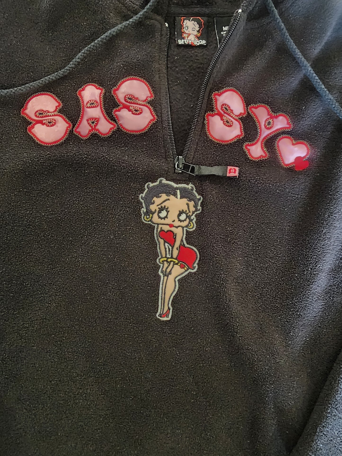 Betty Boop Sassy Black Fleece Zip Hoodie Missy small (4/6)