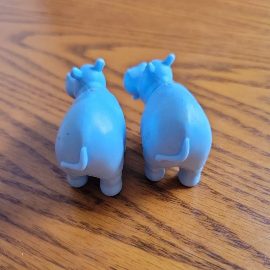 Two precious Blue hippos are from Doley's Noah's ark