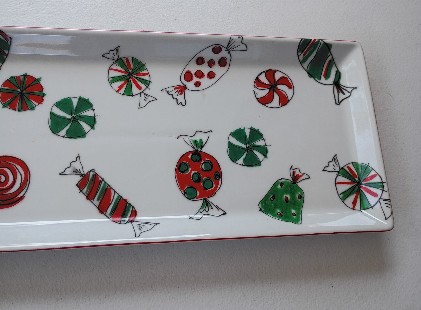 Food Network Holiday Sweets Christmas Candy Appetizer Serving Party Platter stoneware