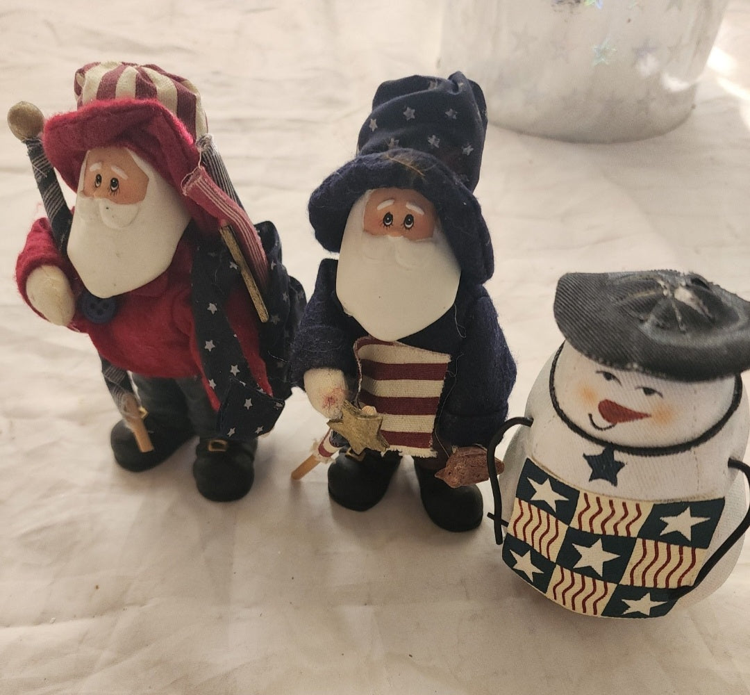 Lot of Patriotic Christmas or 4th of July Ornaments & Figurines Flag Eagle