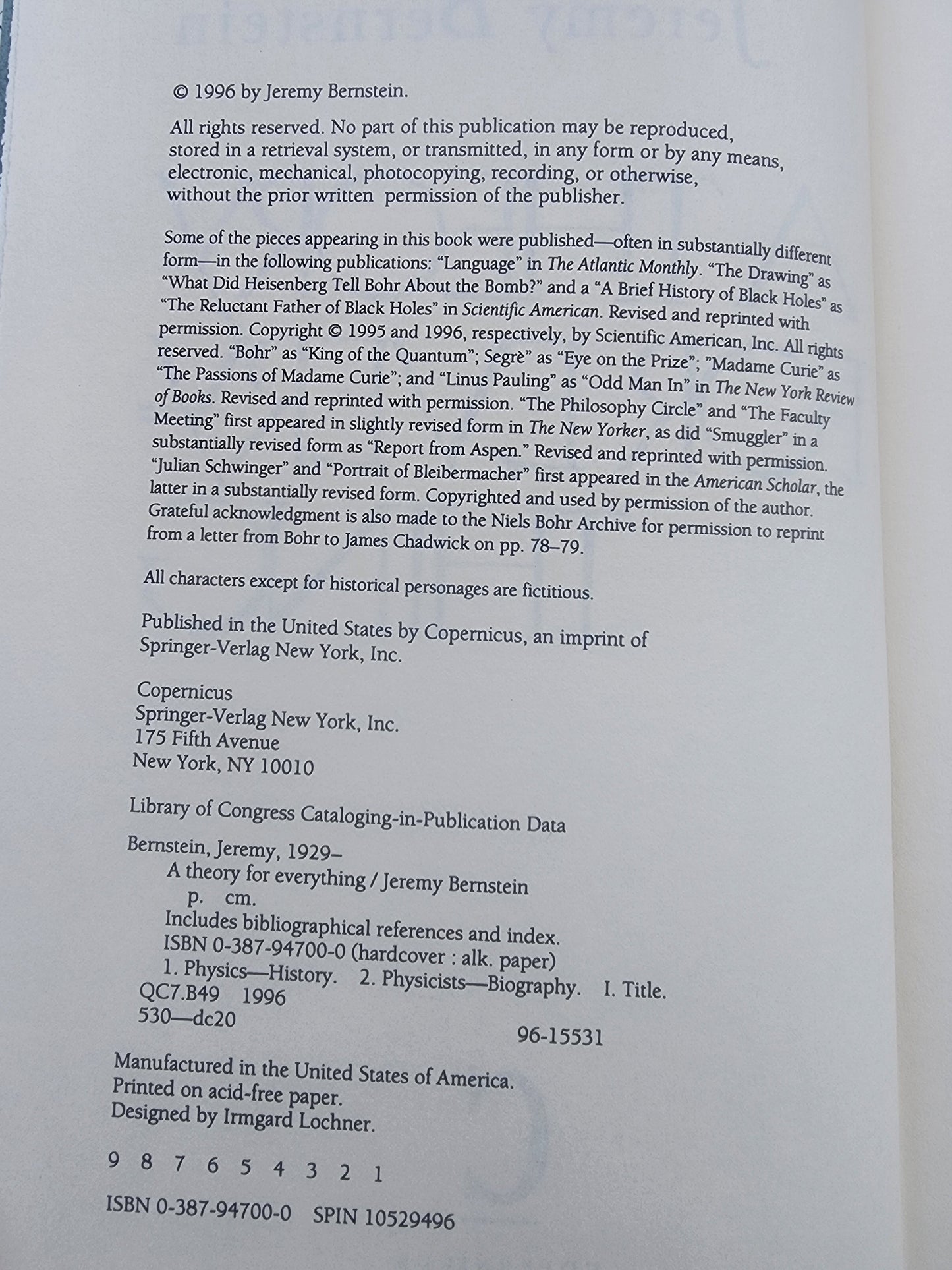 A Theory for Everything (Hardcover) Jeremy Bernstein