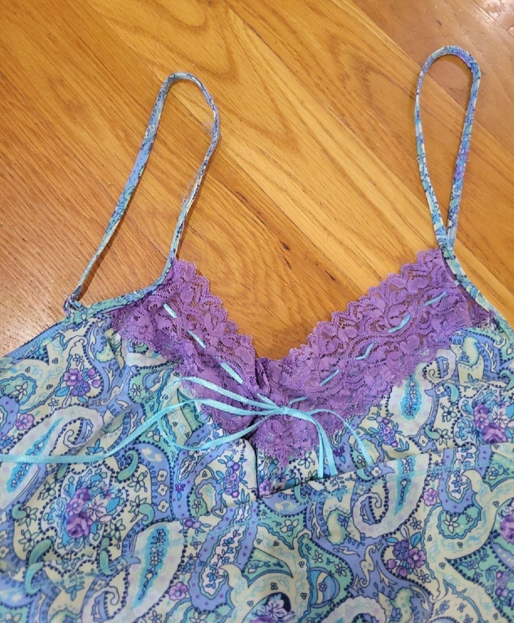 Women's XL Night gown by Secret Treasures Paisley design purple blues green