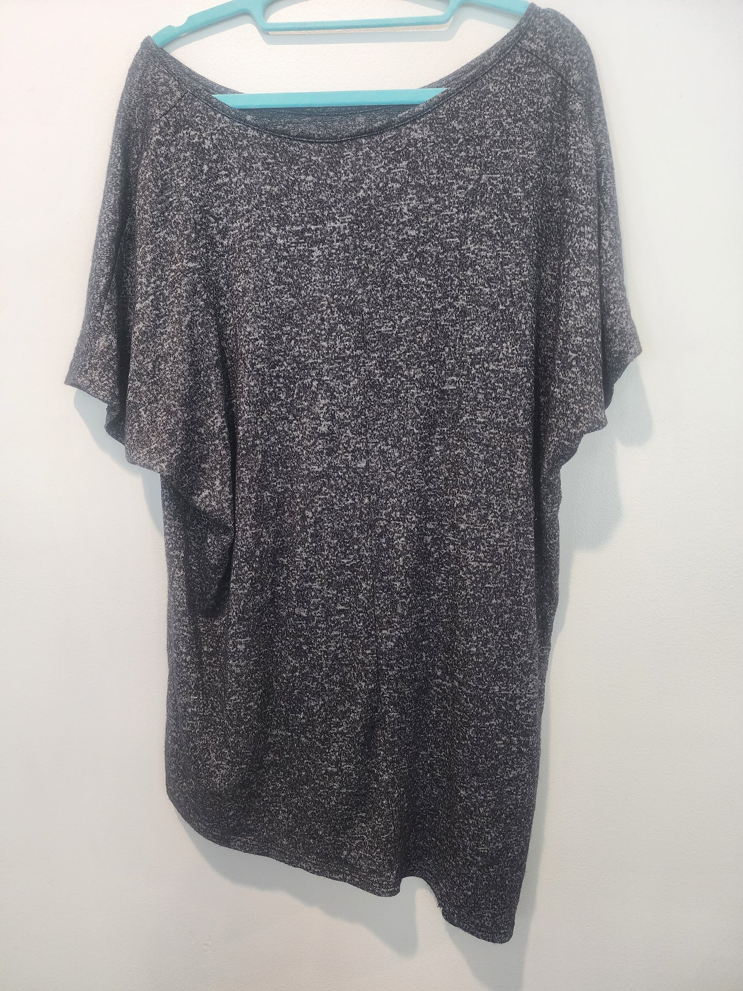 Women's Faded Glory Asymmetrical Shirt heather black short sleeve 16x