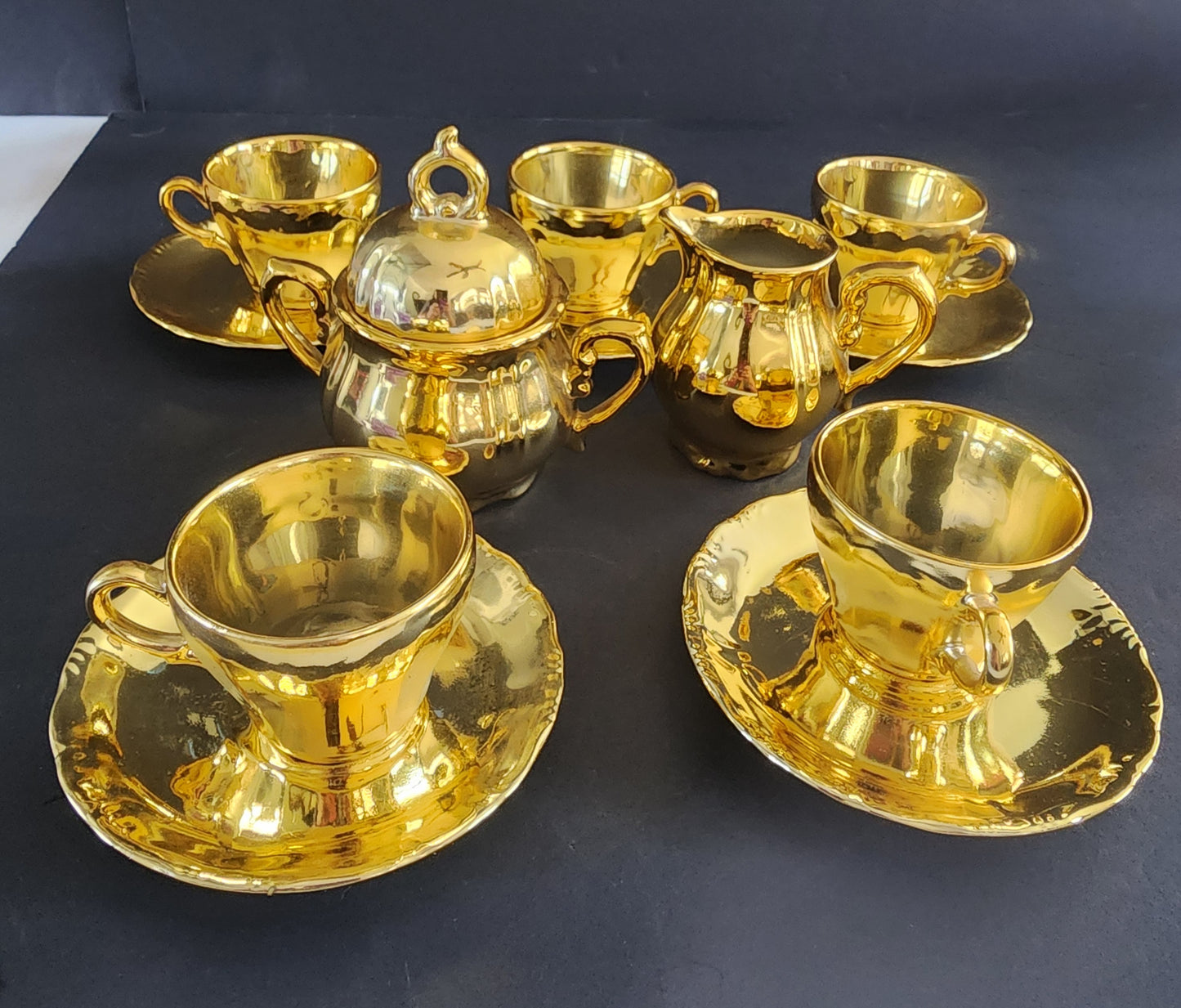 Vintage Gold Plated Coffee Tea Set 15 PC set  Made in Japan