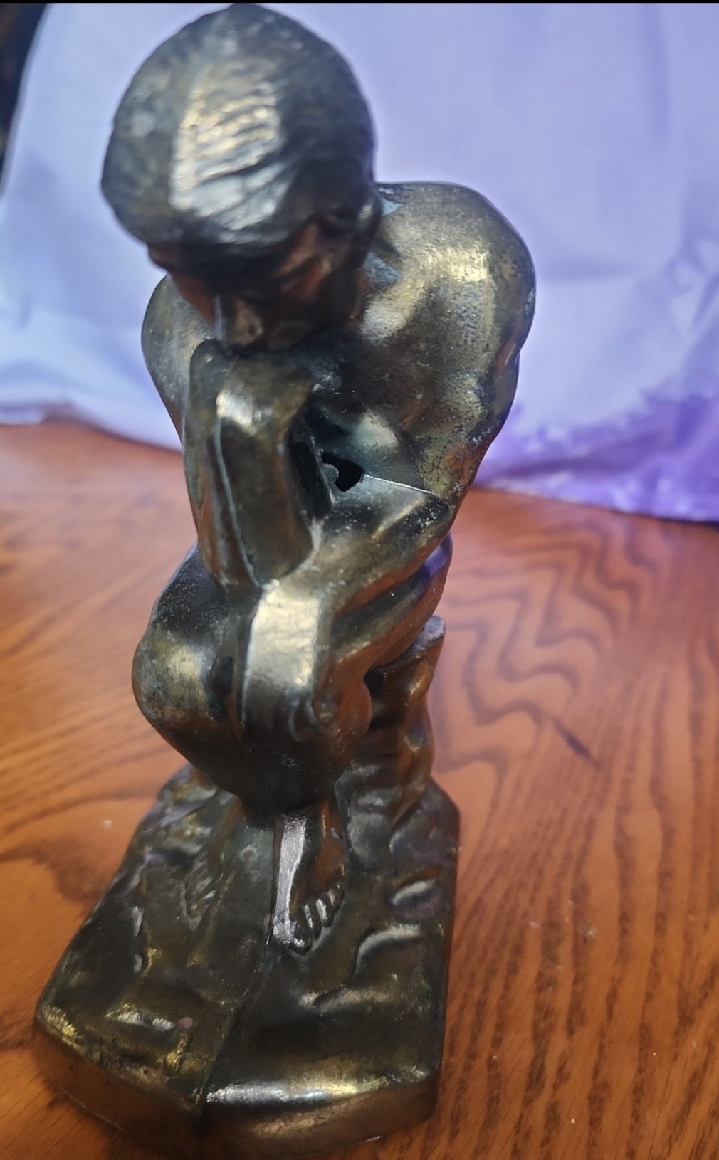 Vintage 1928 Metal The Thinker Man Figurine. Book End.