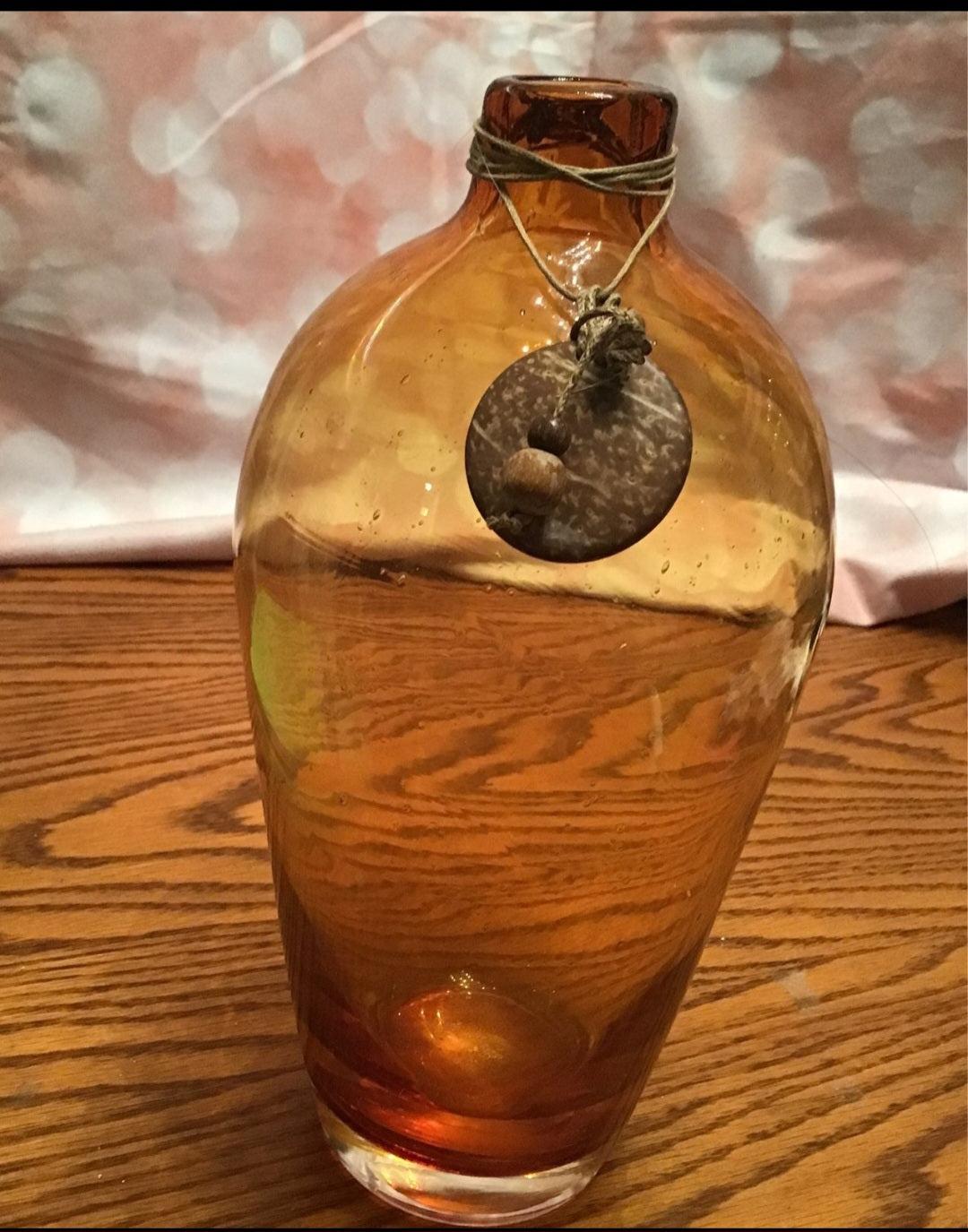 Stunning Vintage Hand-Blown Amber Glass Vase - 10" Tall - Perfect Condition