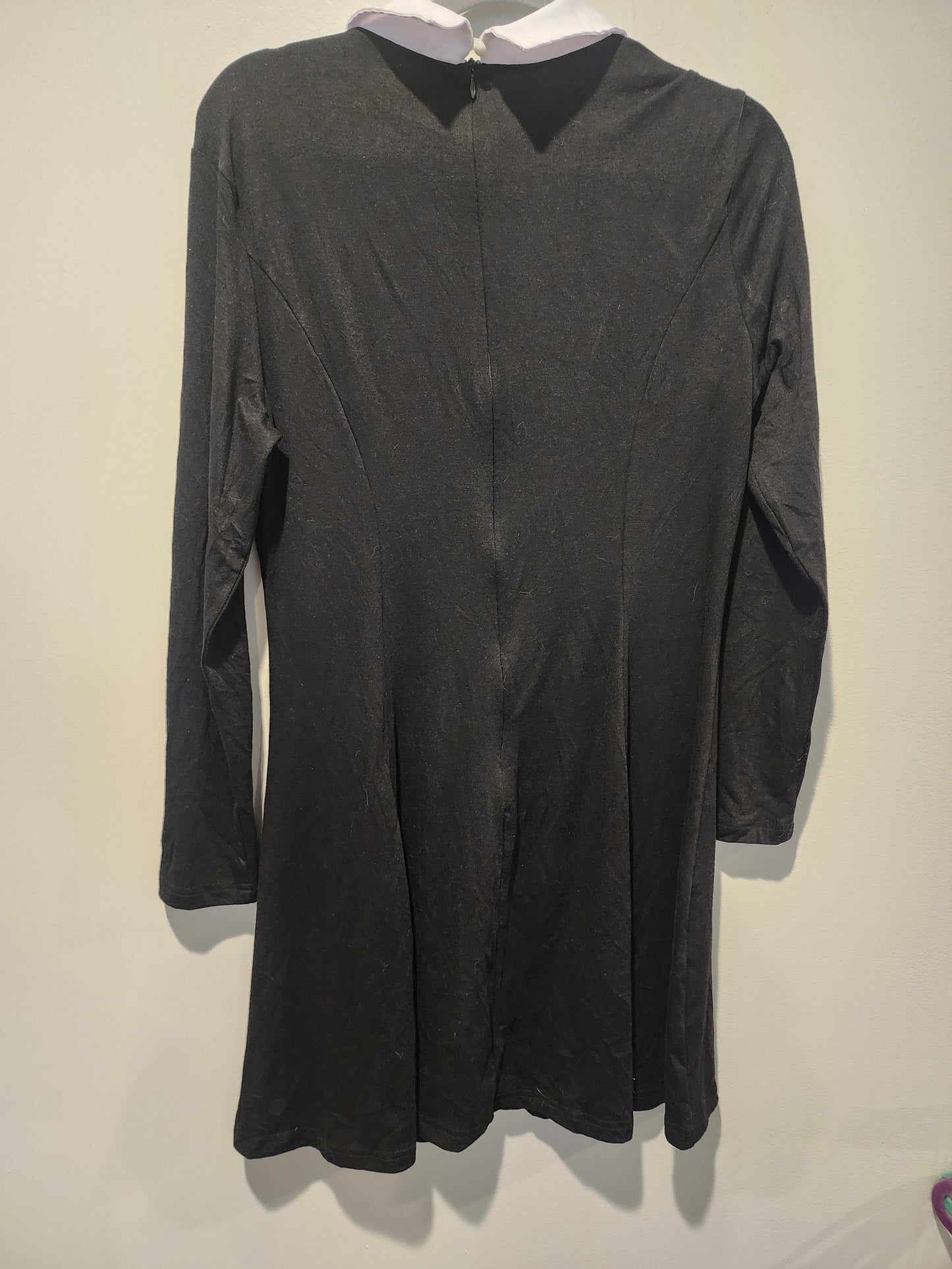 Women's Wednesday Adam's Dress Large Long Sleeve Peter Pan Collar Cute Fit and Flare Aline Dress.