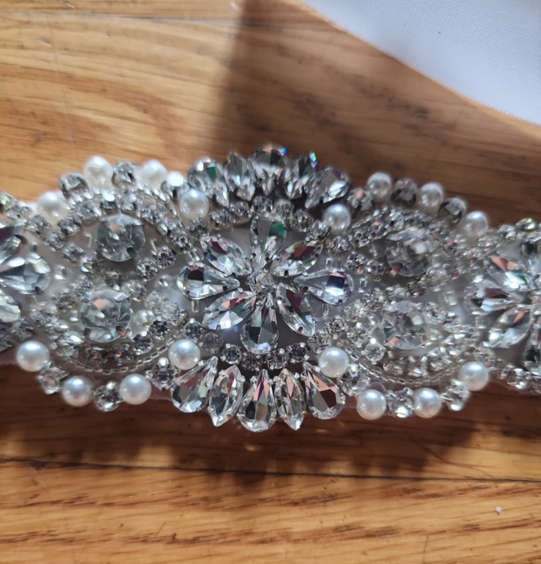 1PC Bridal White Sash For Women Dress, Wedding Dress Belt  Crystal Rhinestone