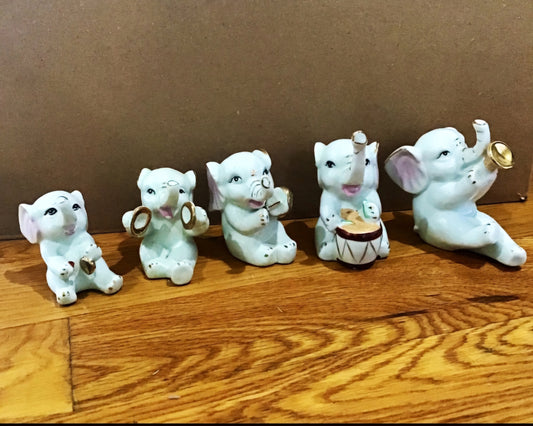 5  Vintage Orchestra band White Porcelain Elephants